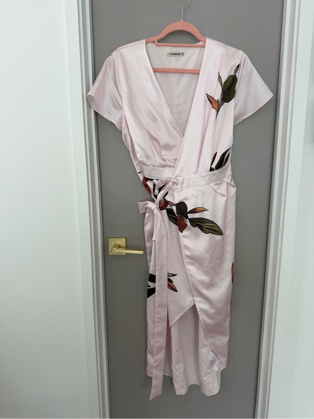 Light Pink Floral Wrap Dress